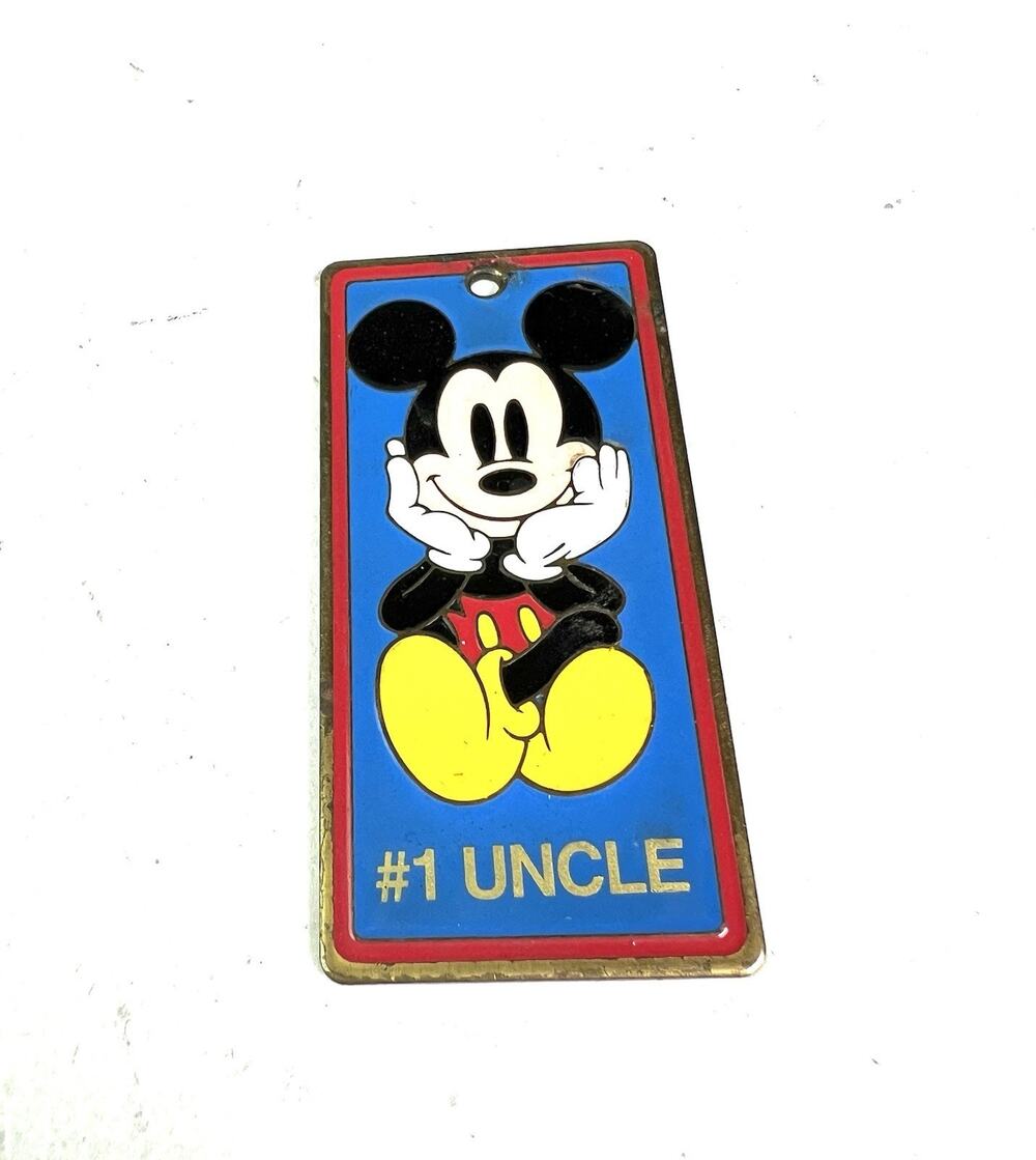 VTG. 1992 Personalized "#1 Uncle" Mickey Mouse Key Ring Disney World Souvenir